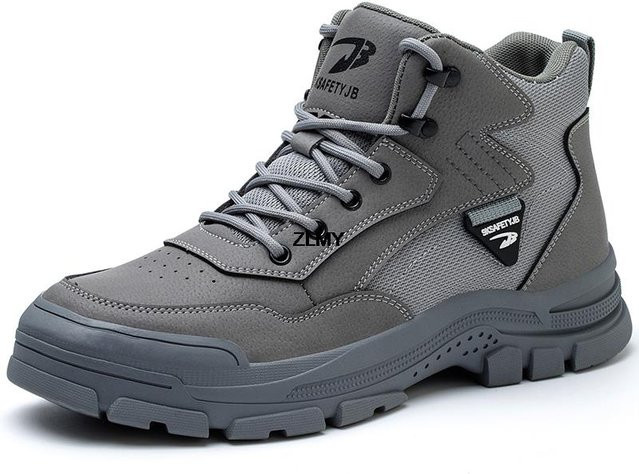 ZLMY Sicherheitsstiefel für Herren in Grau mit Stahlkappe und durchtrittsicherer Sohle - Bild 1