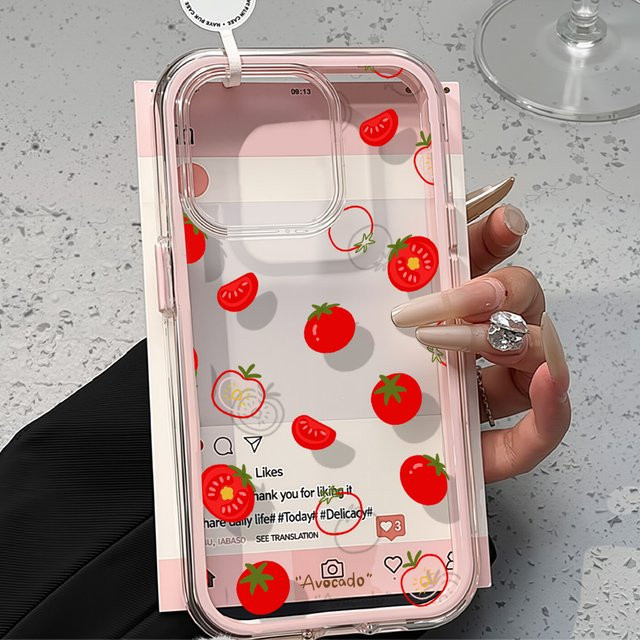 Transparente TPU-Schutzhülle mit Tomatenmuster für Samsung Galaxy S26 Ultra, S26, S25 Ultra, S25 Plus, S23, S22, A56, A36, A57, A37 – Stoßfeste Abdeckung - Bild 1