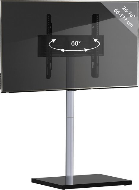 VCM TV Standfuß Nalano Bodenständer aus Alu in Schwarz für 26-70 Zoll, VESA max. 400x400 mm, bis 35 kg, schwenkbar, H x B x T: 100 x 60 x 45 cm - Bild 1