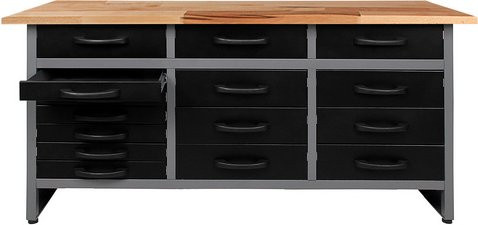 Ondis24 Werkbank Konny aus Metall in Anthrazit und Schwarz, B/T/H: 160 x 100 x 85 cm - Bild 1