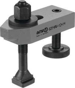 AMF Spanneisen 6314AV abgesetzt mit Stützschraube, Farbe: Grau, Nut: 20 mm, Höhe: 16 - 77 mm - Bild 1