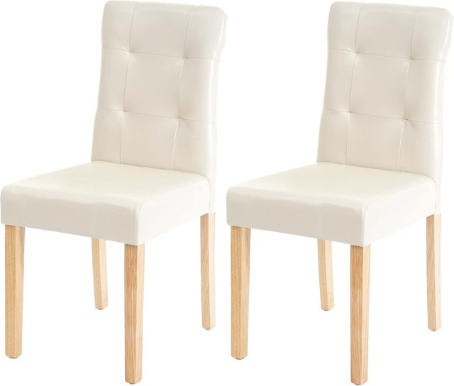 2er-Set MCW Esszimmerstuhl E58 aus Kunstleder in Beige mit Kautschukholz-Beinen - Bild 1