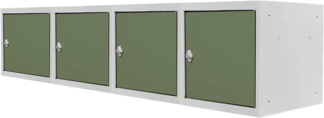PROREGAL Blocky Schließfachwürfel Set aus 4 Stück mit Drehriegelschloss für Vorhängeschlösser, Farbe: Lichtgrau/Grün, B/T/H: 40 x 40 x 40 cm - Bild 1