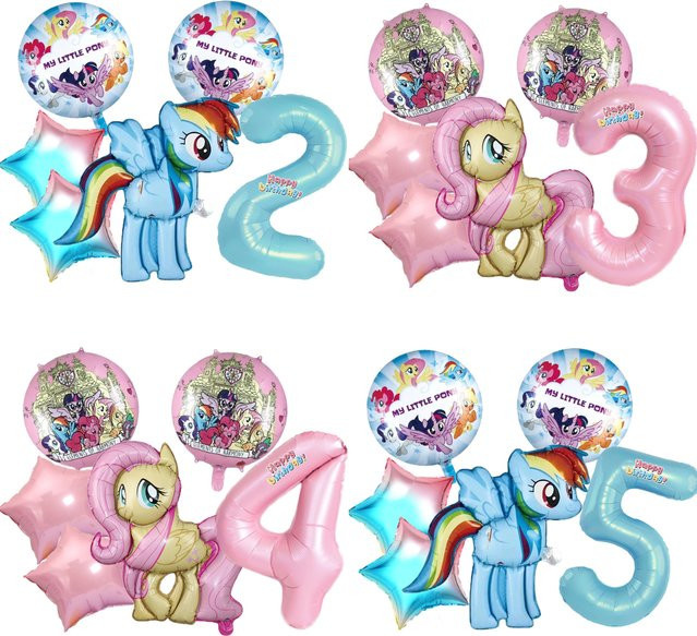 6 Stück My Little Pony Folienballons von Hasbro für Kindergeburtstage, Mehrfarbig - Bild 1