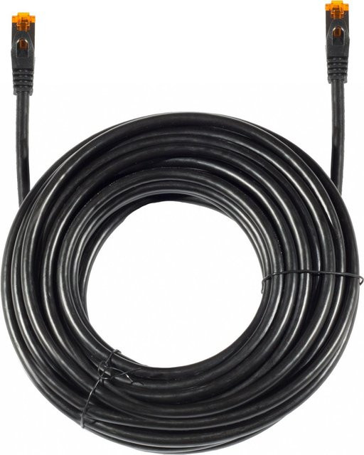 Helos Patch-Kabel CAT 6a SFTP RJ-45 auf RJ-45 für Außenbereich, Schwarz, 45 m - Bild 1
