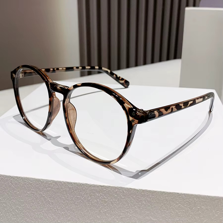 RELEN Korrektionsbrille, Unisex, Rund, Vollrand, Kunststoff, Leopard Print, Braun - Bild 2