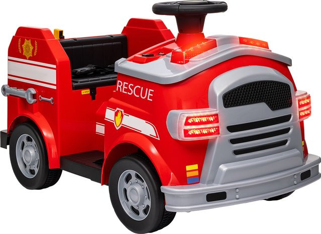 AIYAPLAY Kinder Elektroauto Feuerwehr in Rot mit Musik, Scheinwerfer und Soft-Start für Kinder ab 3 Jahren - Bild 1
