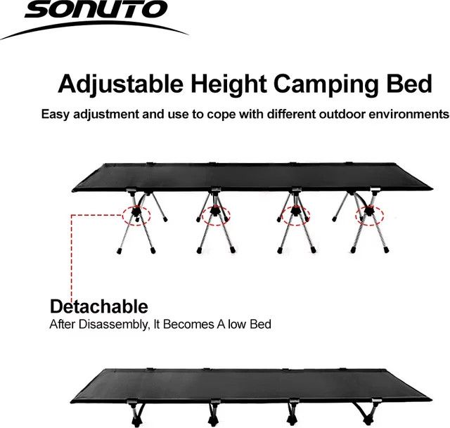 Sonuto Campingbett aus Aluminiumlegierung, Armeegrün, B/T/H: 210 x 80 x 30 cm - Bild 1
