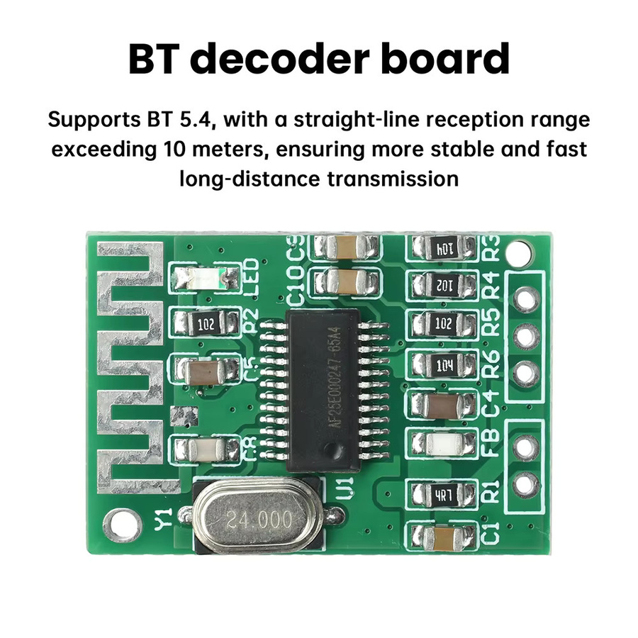 Aideepen Mini Bluetooth 5.4 Audio-Decodierplatine DC 3,3-5V, Dual-Channel-Empfängermodul für Stereo-Audiosysteme, Grün - Bild 2