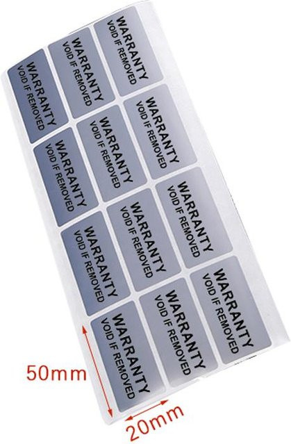 100 Stück Manipulationssichere Void-Label-Aufkleber von Binchi Outdoor Product in Silber, B: 40 mm, H: 20 mm - Bild 1