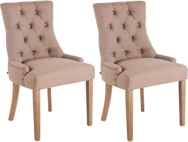 TPFLiving 2er Set Esszimmerstühle Aboli in Beige aus Stoff mit Holzbeinen - Bild 1