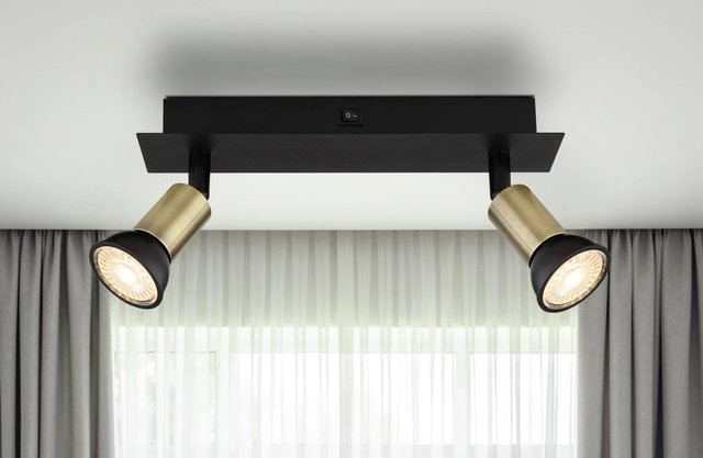 Globo Strahler Drew 2-flammig Schwarz Matt aus Metall mit GU10 Fassung, B/T/H: 25 x 6 x 9 cm - Bild 1
