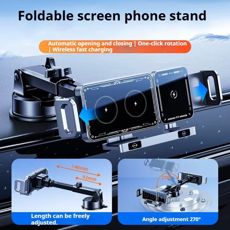 Eary Kabelloses Auto-Ladegerät 15W und Autohalterung für Lüftungsschlitz oder Armaturenbrett in Schwarz, kompatibel mit Samsung Z Fold 7 6 5 4 und iPhone 17 Pro Max - Bild 2
