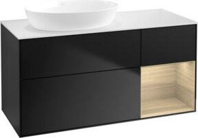V&B Waschtischunterschrank Finion in Weiß mit Eichenholz-Regal, Breite: 120 cm, Tiefe: 50,1 cm, Höhe: 50,1 cm - Bild 1