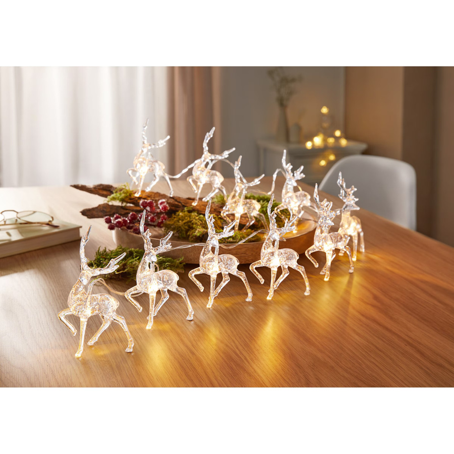 LED-Lichterkette Rentiere von viva domo in Warmweiß mit transparenten Elementen, Länge: 165 cm - Bild 2