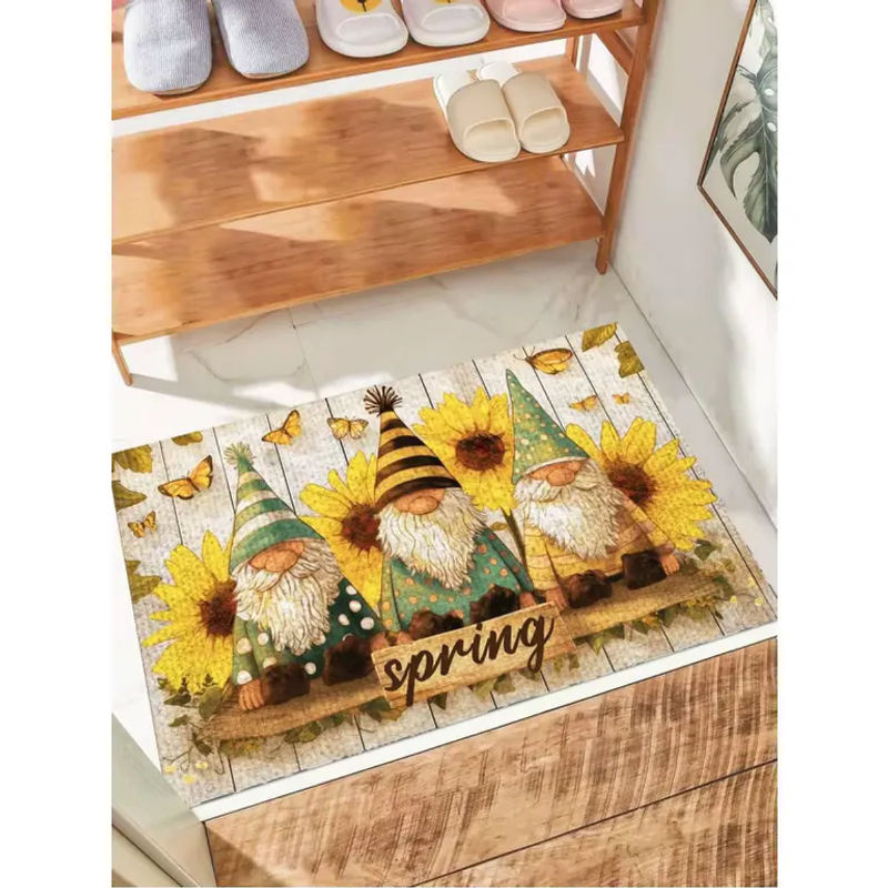 VIKAMA Fußmatte mit Aquarell-Blumen- und Schmetterlingsmotiv, rutschfest und schmutzabweisend, Mehrfarbig, B: 60,0 cm, T: 40,0 cm, H: 1,0 cm - Bild 5