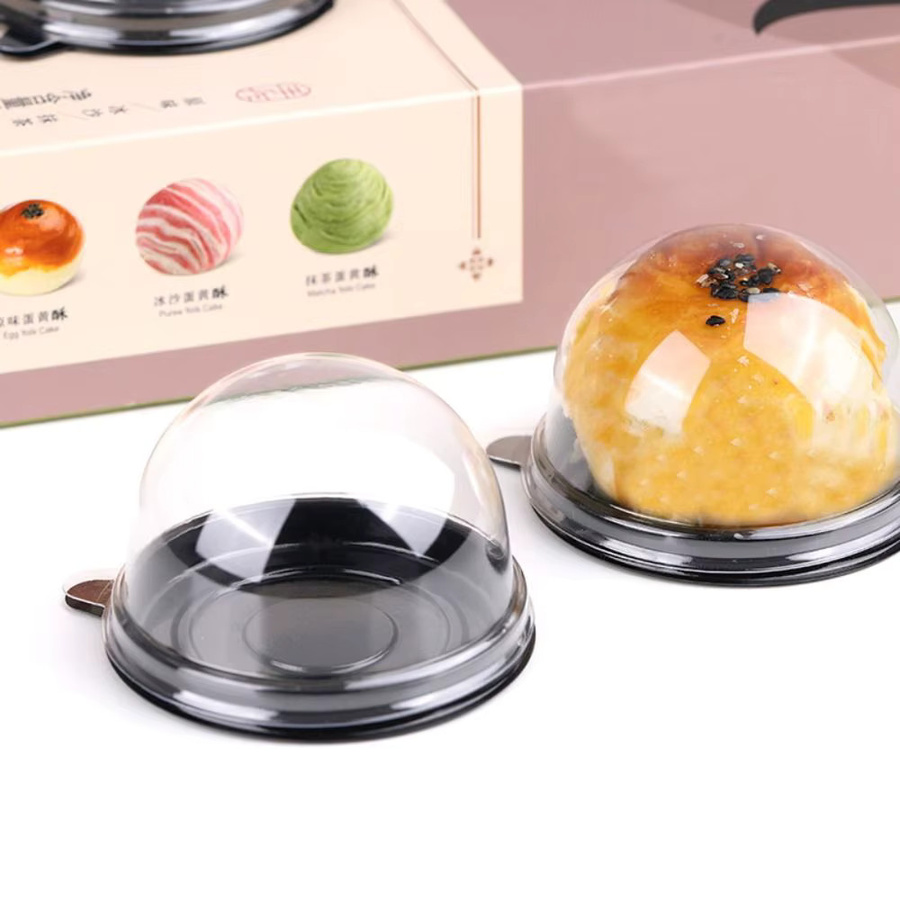 50 Stück transparente Mini-Cupcake-Boxen aus Kunststoff mit Kuppel für Dessert und Hochzeit - Bild 1