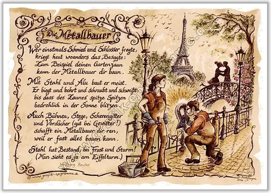 Zunftbild Metallbauer Tantum Graphic als Vintage Paper Poster im A4-Format, Mehrfarbig - Bild 1