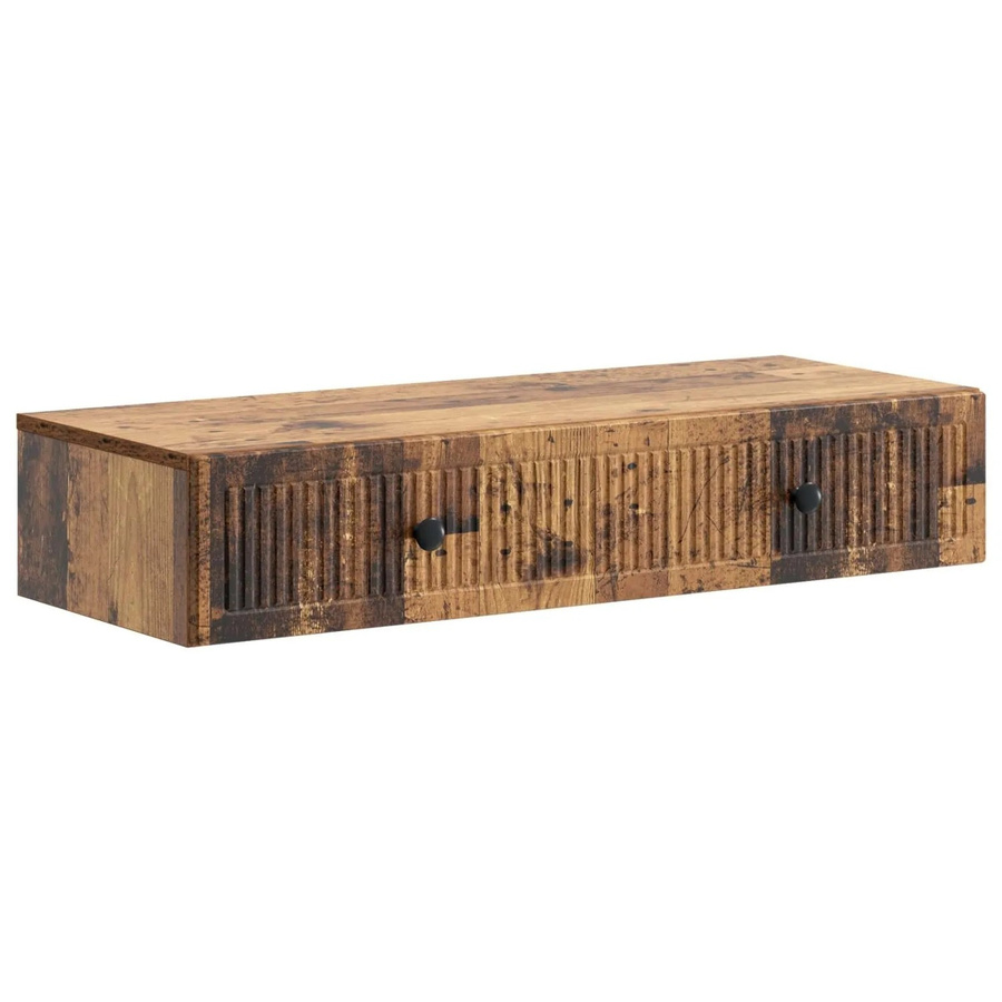 vidaXL Wandmontierter Beistelltisch aus Altholz in Braun, B/T/H: 87,5 x 34,5 x 17 cm - Bild 2