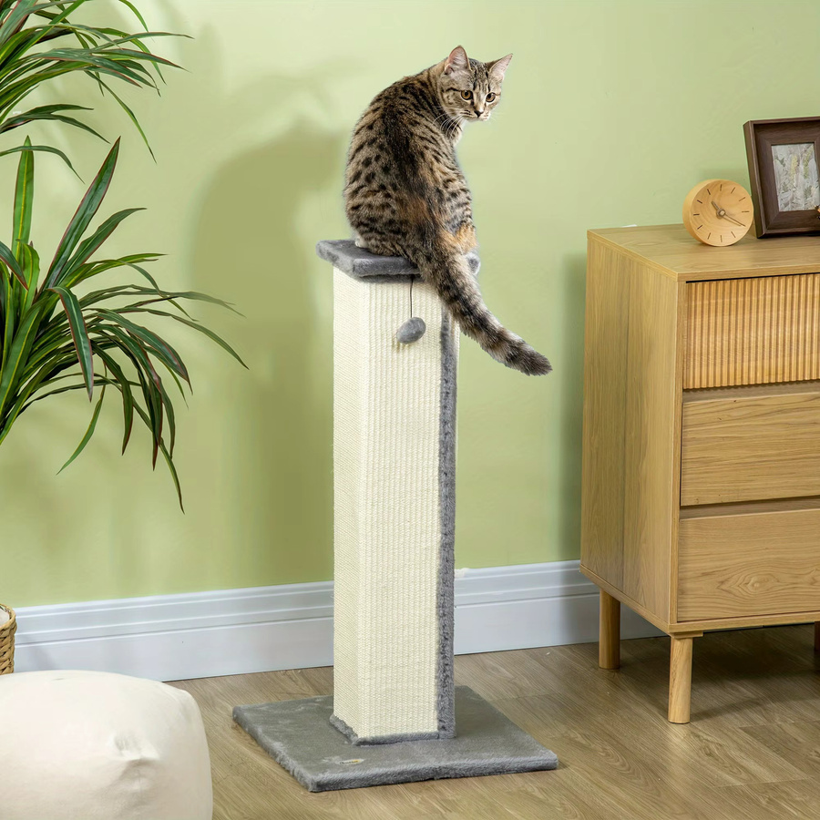 PawHut Katzenkratzbaum aus Sisal und Plüsch mit integriertem Spielzeug und hängendem Ball, Höhe: 81,28 cm - Bild 3