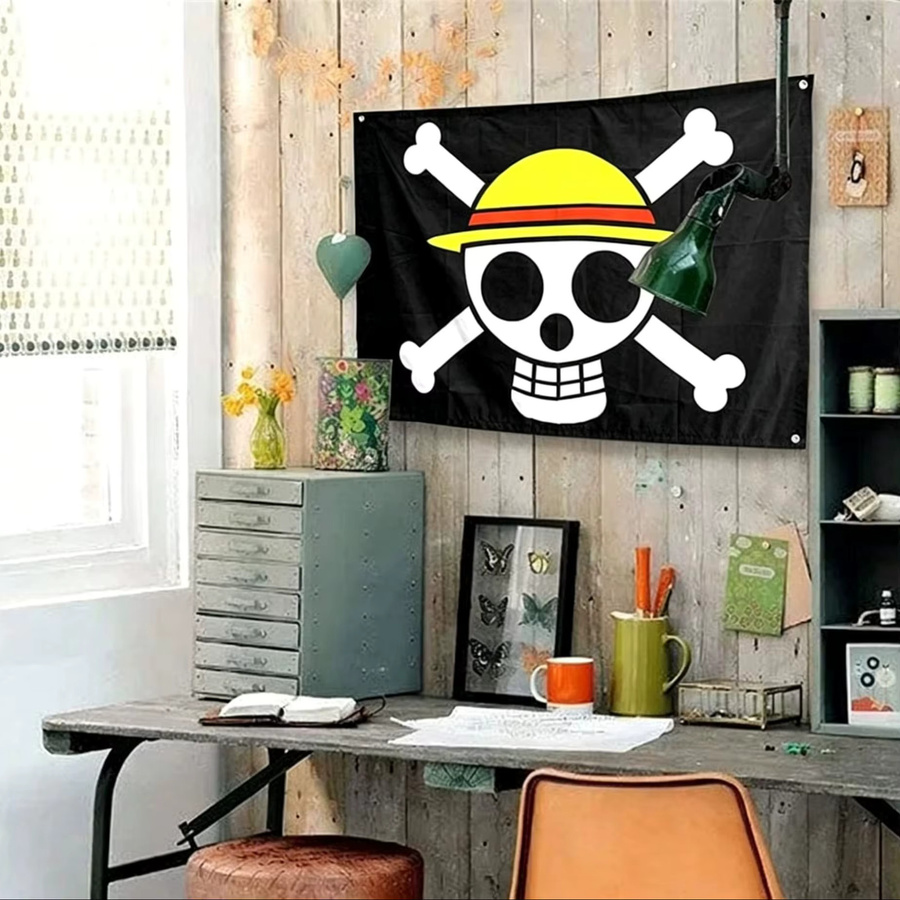 Bandai One Piece Piraten-Totenkopf-Flagge Wanddekoration Schwarz B: 90 cm, H: 150 cm - Bild 5