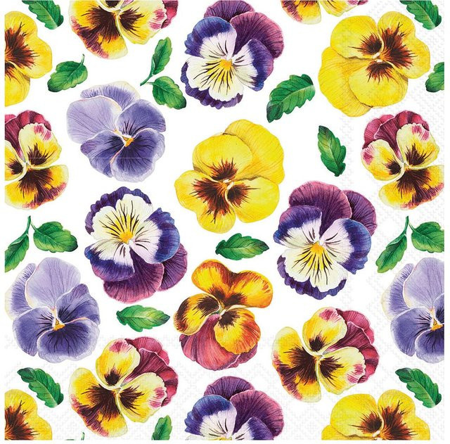 Serviette Lots of Pansies mit Stiefmütterchen-Motiv, quadratisch, Multi, B/B/B: 33 x 33 x 33 cm - Bild 1