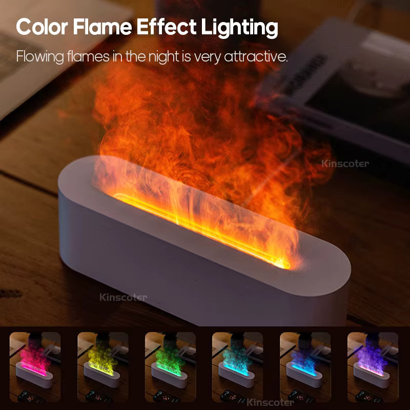 Kinscoter Aromatherapie Diffusor mit simulierter Flamme, USB Luftbefeuchter und Desktop Reiniger in Weiß - Bild 3