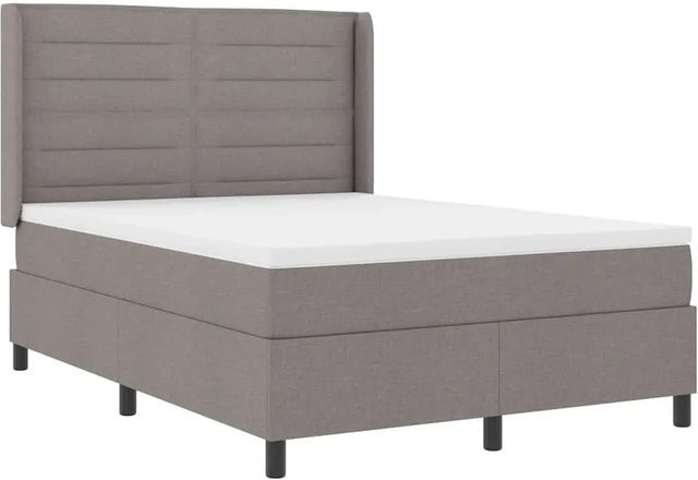 vidaXL LED Boxspringbett mit Matratze in Taupe, B/T: 140 x 190 cm, modernes Design mit Unterbettbeleuchtung und Taschenfederkern - Bild 1