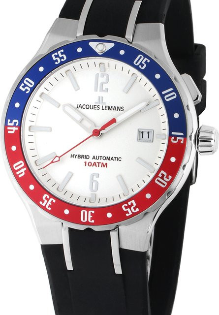 Jacques Lemans Herrenuhr, Quarz, Edelstahl, 42 mm, Silikon, Silber - Bild 1