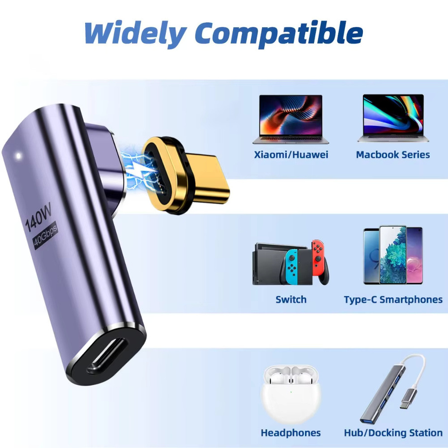 Nnbili Magnetischer USB-C zu USB-C Adapter mit USB 4.0, 140W Schnellladefunktion und 40Gbps Datenübertragung, 8K @ 60Hz Unterstützung - Bild 4