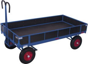 VARIOfit Handpritschenwagen mit Bordwand und Luftbereifung in Blau, Traglast 1.000 kg, B/H: 158,5 x 78 cm - Bild 1
