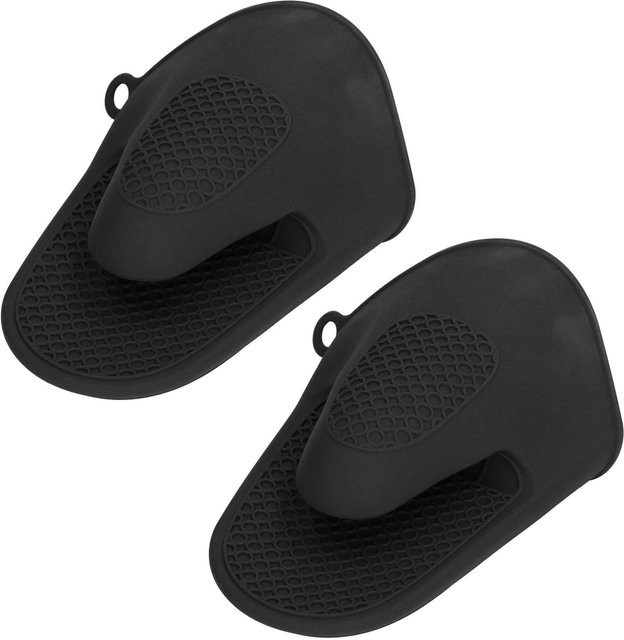 KaiSai Ofenhandschuhe aus Silikon, 2er-Set, schwarz, rutschfest und verdickt zum Schutz vor Verbrühungen - Bild 1