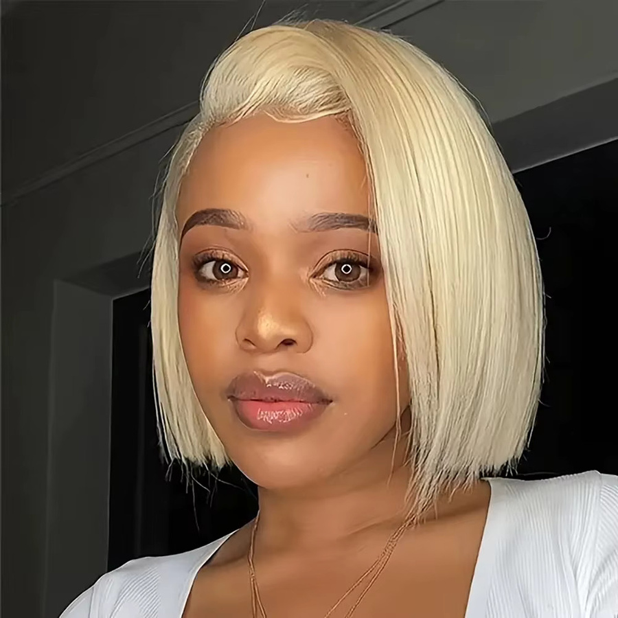 OYM HAIR Pixie-Schnitt-Perücke, blonde brasilianische Echthaar-Perücke, Damen - Bild 2