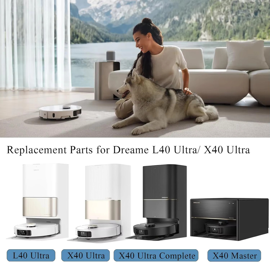Dreame L40 Ultra und X40 Ultra Ersatzteil-Set mit Hauptbürste, Seitenbürste, HEPA-Filter, Wischtüchern und Staubbeuteln - Bild 4