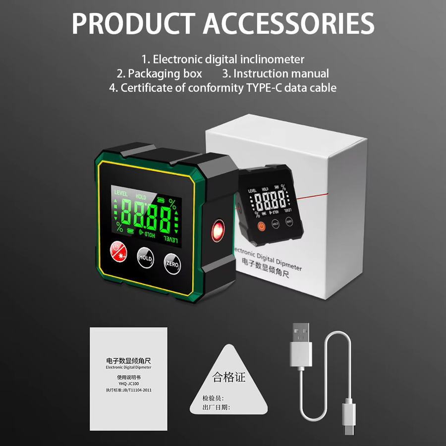 Etmakit Digitaler Winkelmesser mit Laser und Magneten, Elektronisches Neigungsmesser und Füllstandslineal mit USB-Anschluss - Bild 6