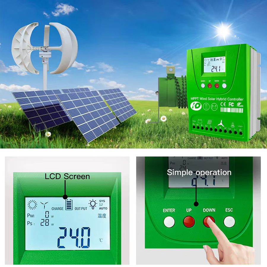 MARS ROCK Wind-Solar-Hybrid-Laderegler MPPT 2000W für 12V/24V oder 24V/48V, Farbe: Grün, geeignet für Lithium-, Blei-, Gel-Batterien - Bild 4