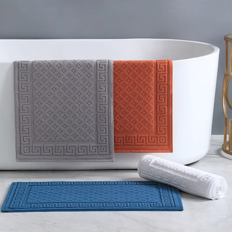 Inyahome Badematte aus Baumwolle in Orange, Rechteckige Orientalische Bodenmatte für Badezimmer und SPA - Bild 2
