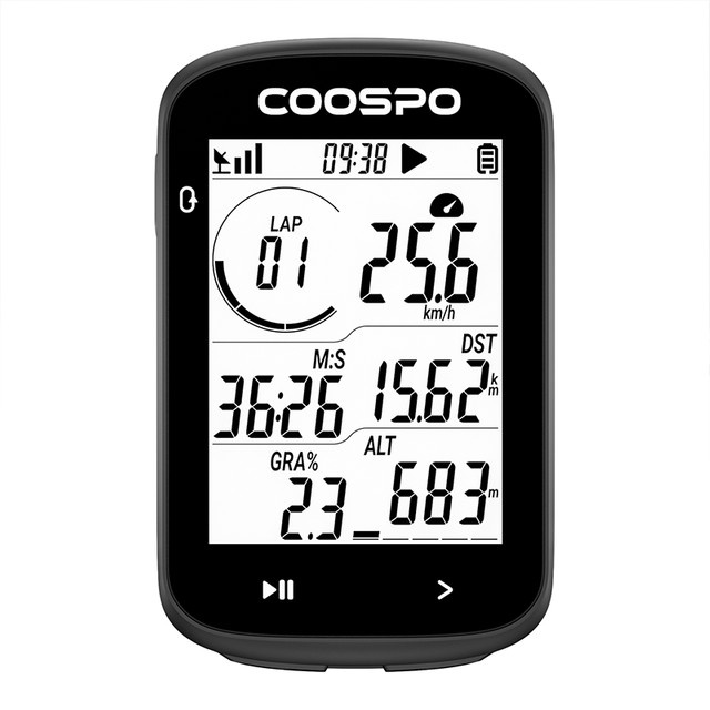 COOSPO CS300 Drahtloser GPS Fahrradcomputer mit 2,6 Zoll Display, Bluetooth und ANT+, IPX7 wasserdicht, Schwarz - Bild 1