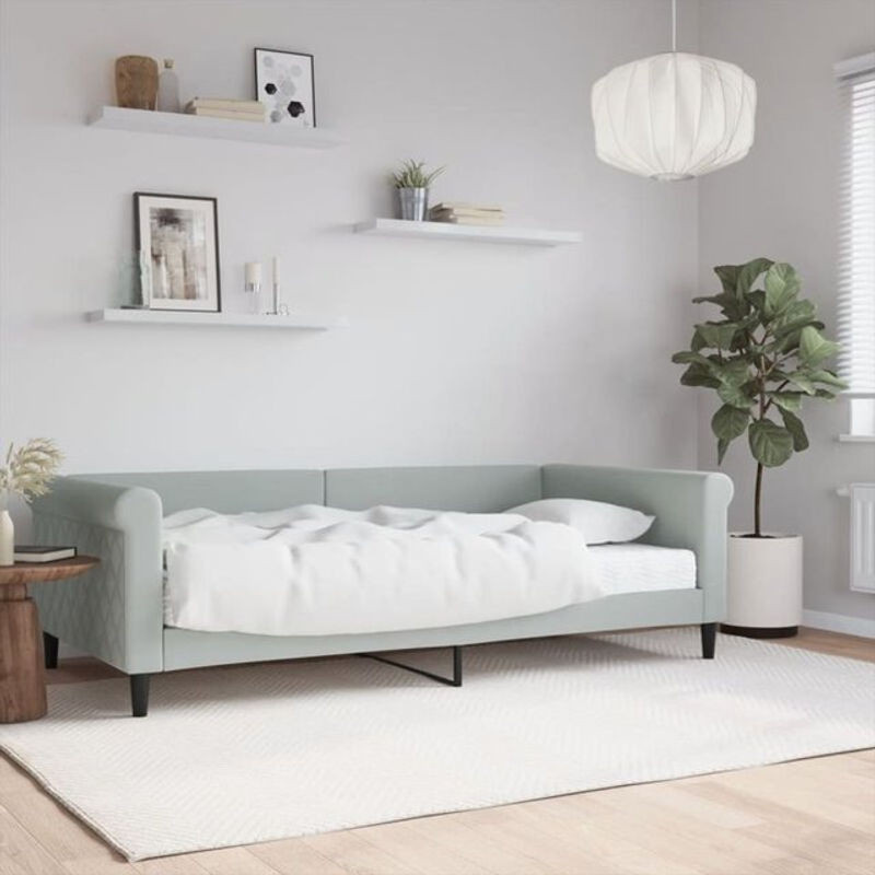 vidaxl Polsterbett Tagesbett mit Matratze aus Samt und Metall in Grau B/T/H: 200 x 100 x 110 cm - Bild 1