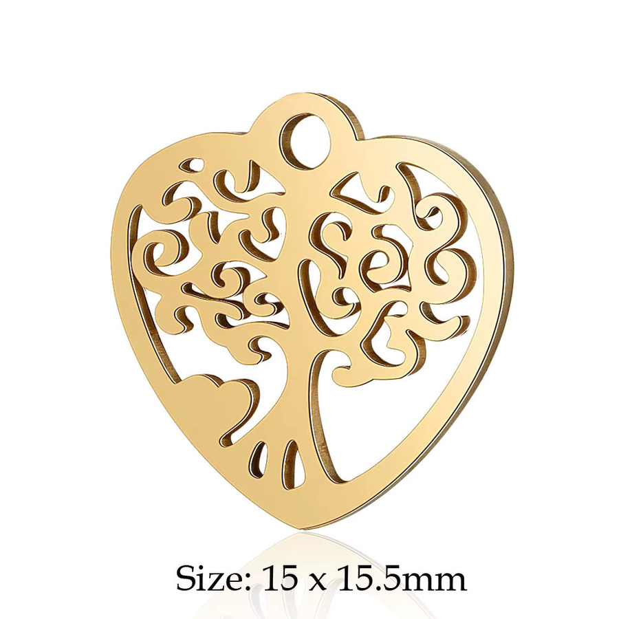vnistar Anhänger Lebensbaum, Edelstahl, Gold, Unisex - Bild 2