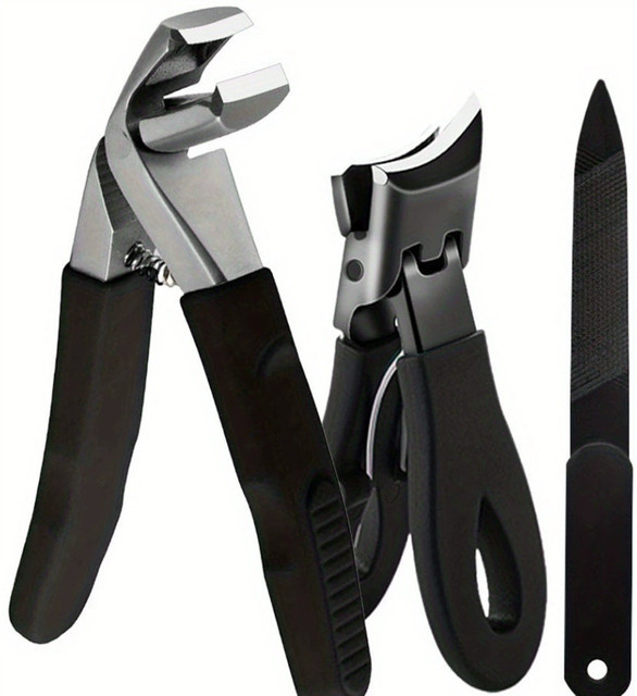 3-teiliges Edelstahl-Nagelknipser-Set, schwarz, Unisex - Bild 1