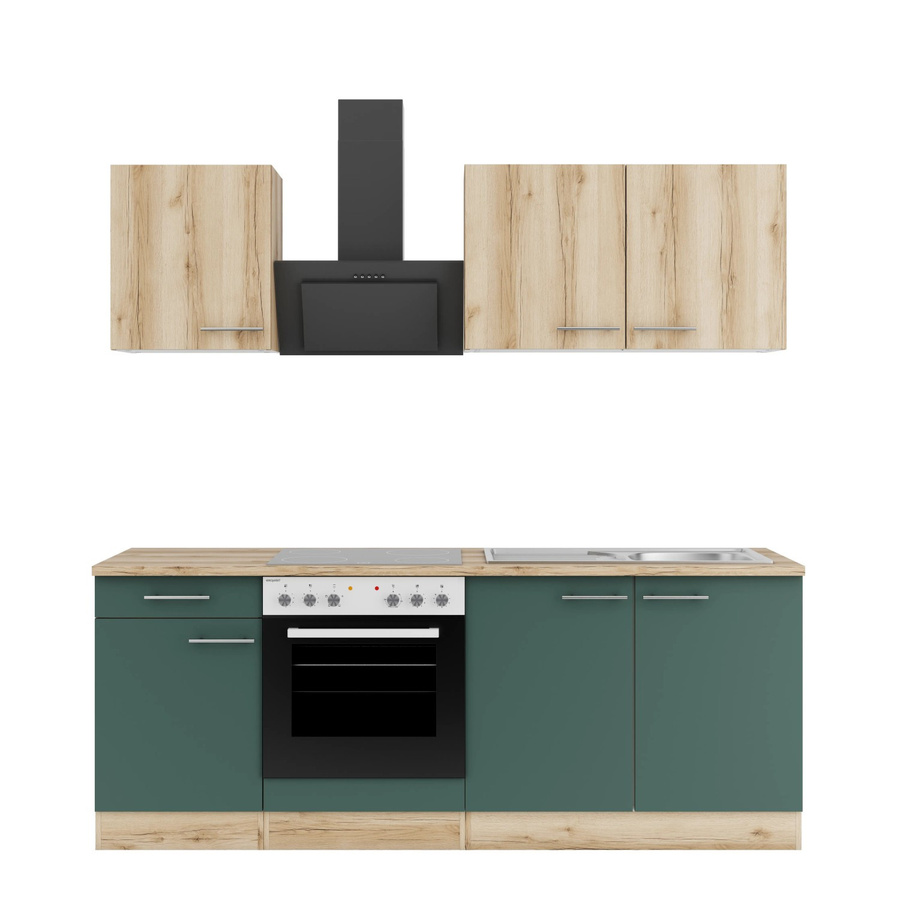 Optifit Küchenzeile KPLS 2136-9+ Liv.290/Sav.405 in Wildeiche Nachbildung und Steingrün, Breite: 210 cm - Bild 2