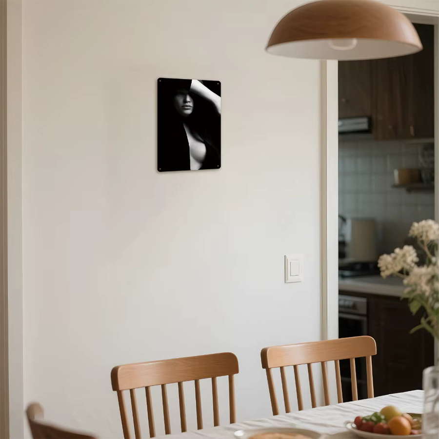 HELLOYOUNG Moderne Abstrakte Aluminium-Wandkunst Schwarz-Weiß Dekoration für Wohnzimmer und Schlafzimmer, Breite: 20,32 cm, Höhe: 30,48 cm - Bild 5