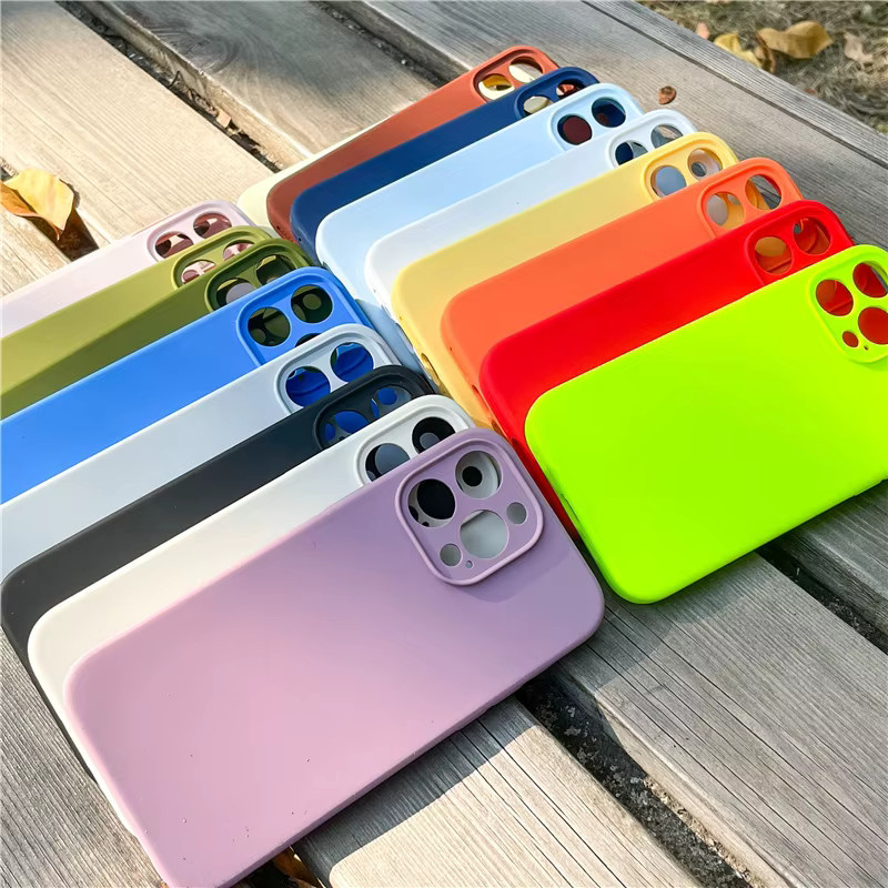 Neon Flüssigsilikon Schutzhülle für Apple iPhone 16 17 Pro Max 15 Pro Max 14 13 XS Max mit Linsenabdeckung in Multicolour und Orange - Bild 2