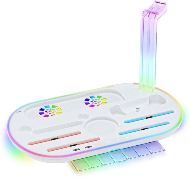 Nintendo Switch 2 Ladestation mit RGB-Licht und Kühlfunktion in Weiß - Bild 1
