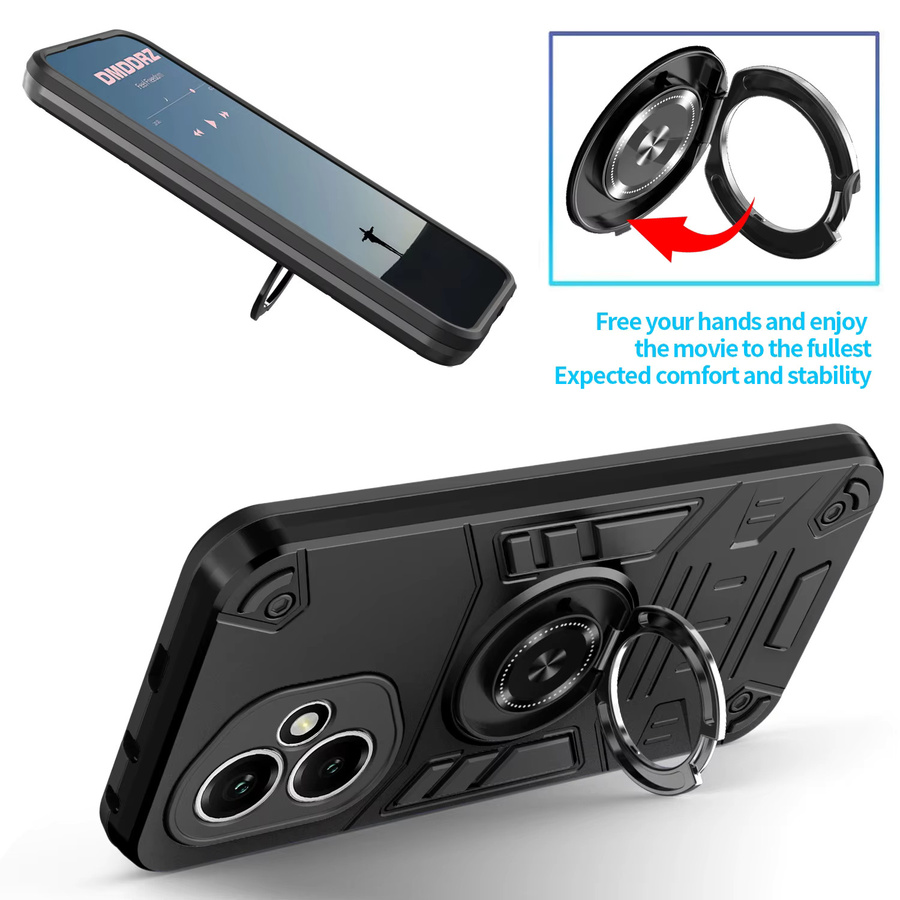 Stoßfeste Schutzhülle mit Ring-Ständer für Honor 400 Pro, 400 Lite und 400 Magic7 Pro in Blau oder Schwarz - Bild 3