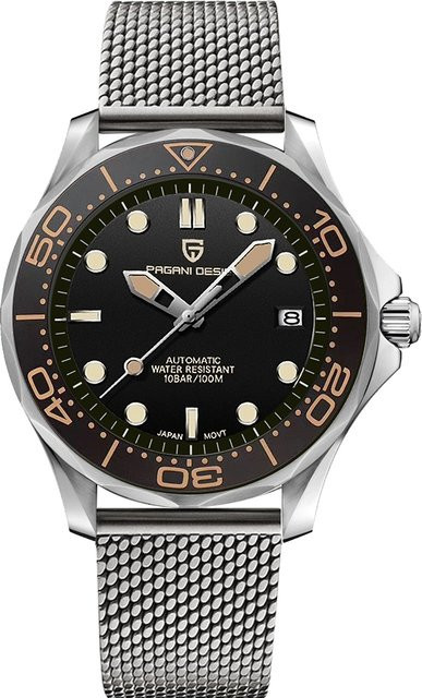 PAGANI DESIGN Armbanduhr, Automatik, Edelstahl, Schwarz, Herren - Bild 1
