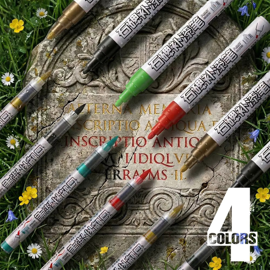 ART WALKER Grabstein-Markierstift Set mit 4 Farben, professioneller wasserfester Inschriftreparatur-Stift zur Dekoration und Ausbesserung, Multicolor - Bild 3