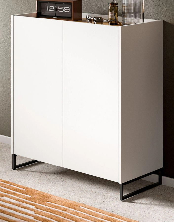 Schuhschrank Borga in Weiß und Eiche mit Soft-Close-Türen, B/T/H: 90 x 38 x 97 cm - Bild 1