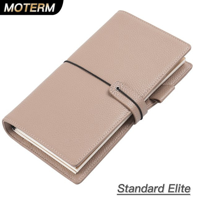 Moterm Traveler Notebook aus echtem Leder, nachfüllbarer Planer-Organizer in Standardgröße, Elite-Reisetagebuch in Schwarz oder Beige - Bild 1